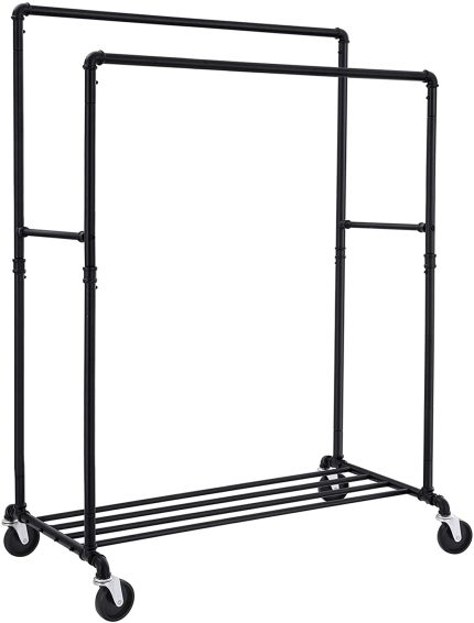 Enjoy fast, free nationwide shipping!  Owned by a husband and wife team of high-school music teachers, HawkinsWoodshop.com is your one stop shop for quality USA handmade industrial, modern, mid-century, and rustic furniture as well as imported furniture.  Get our Industrial Double Rail Pipe Clothes Rack on sale now!
