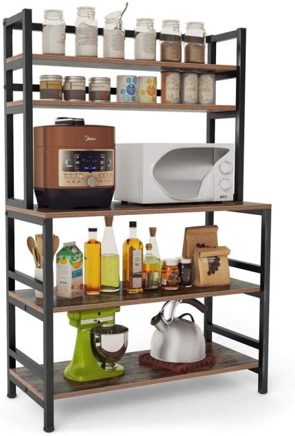 Enjoy fast, free nationwide shipping!  Owned by a husband and wife team of high-school music teachers, HawkinsWoodshop.com is your one stop shop for quality USA handmade industrial, modern, mid-century, and rustic furniture as well as imported furniture.  Get our Rustic Brown 5-Tier Kitchen Bakers Rack w/ Hutch on sale now!