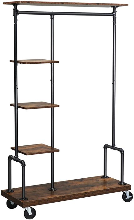 Enjoy fast, free nationwide shipping!  Owned by a husband and wife team of high-school music teachers, HawkinsWoodshop.com is your one stop shop for quality USA handmade industrial, modern, mid-century, and rustic furniture as well as imported furniture.  Get our Industrial Farmhouse Mobile Clothing Garment Rack w/ Wheels on sale now!