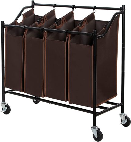 Enjoy fast, free nationwide shipping!  Owned by a husband and wife team of high-school music teachers, HawkinsWoodshop.com is your one stop shop for quality USA handmade industrial, modern, mid-century, and rustic furniture as well as imported furniture.  Get our Laundry Cart Brown 4-Bag Rolling on sale now!