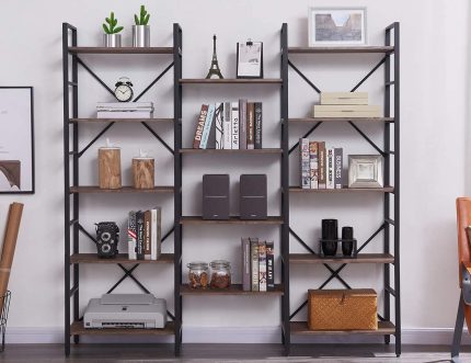 Enjoy fast, free nationwide shipping!  Owned by a husband and wife team of high-school music teachers, HawkinsWoodshop.com is your one stop shop for quality USA handmade industrial, modern, mid-century, and rustic furniture as well as imported furniture.  Get our Rustic Brown Triple Wide 5-Tier Bookshelf on sale now!