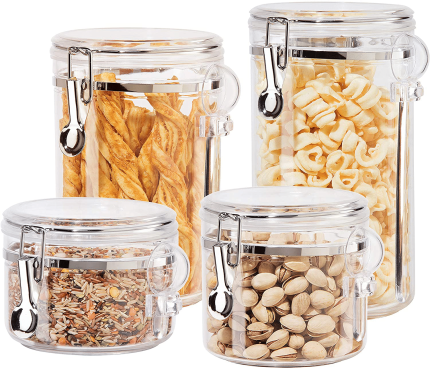 Enjoy fast, free nationwide shipping!  Owned by a husband and wife team of high-school music teachers, HawkinsWoodshop.com is your one stop shop for quality USA handmade industrial, modern, mid-century, and rustic furniture as well as imported furniture.  Get our Oggi Clear Canister Food Storage Container Set, 4-Piece on sale now!
