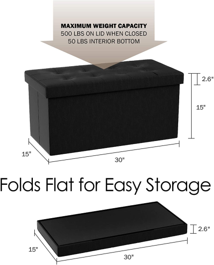 Enjoy fast, free nationwide shipping!  Owned by a husband and wife team of high-school music teachers, HawkinsWoodshop.com is your one stop shop for quality USA handmade industrial, modern, mid-century, and rustic furniture as well as imported furniture.  Get our Home-Complete Storage Ottoman-Faux Leather Rectangular Bench with Lid-Space Saving Furniture for Blankets, Shoes, Toys and More-Organizer Trunk, Black on sale now!