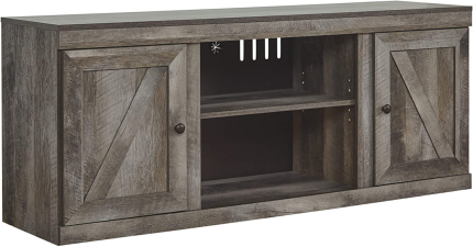 Signature Design by Ashley Wynnlow Rustic TV Stand with Fireplace Option Fits Tv'S up to 58", Natural Gray