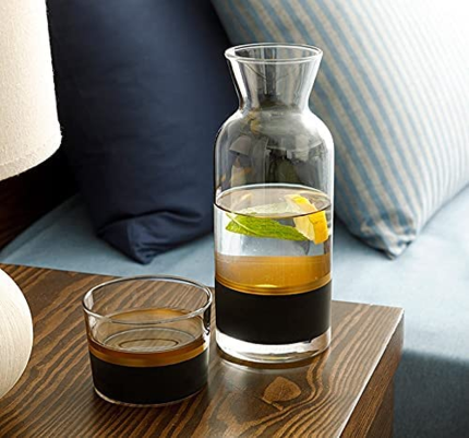 Enjoy fast, free nationwide shipping!  Owned by a husband and wife team of high-school music teachers, HawkinsWoodshop.com is your one stop shop for quality USA handmade industrial, modern, mid-century, and rustic furniture as well as imported furniture.  Get our CEVVIZZ Bedside Water Carafe with Glass Set -Cup and Bottle to Keep Next to Your Bed for a Handy Midnight Drink - Glass Carafe 24 Oz / Cup 7.5 Oz - Beautiful Gift Box (GOLD ELEGANCE) on sale now!