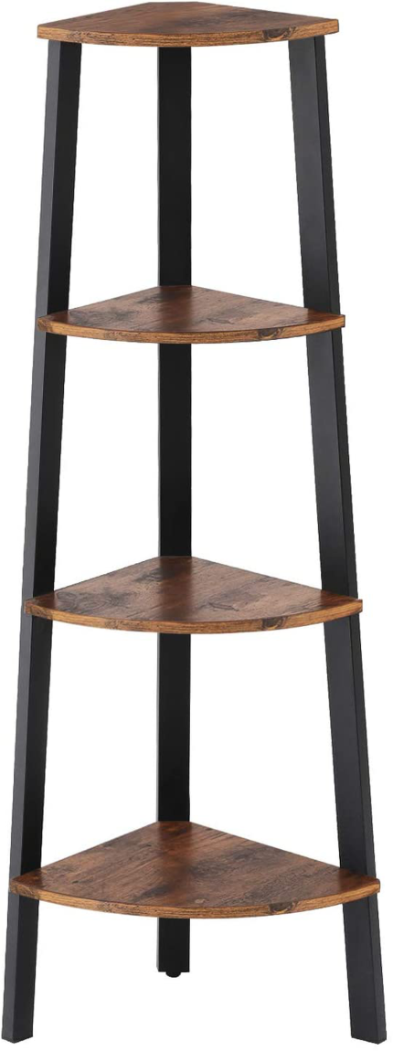 Enjoy fast, free nationwide shipping!  Owned by a husband and wife team of high-school music teachers, HawkinsWoodshop.com is your one stop shop for quality USA handmade industrial, modern, mid-century, and rustic furniture as well as imported furniture.  Get our Industrial Corner Shelf, 4-Tier Bookcase, Storage Rack, Plant Stand for Home Office, Wood Look Accent Furniture with Metal Frame, Rustic Brown ULLS34X on sale now!