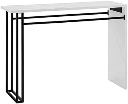 Walker Edison Contemporary Waterfall Metal and Wood Entry Table in Faux White Marble