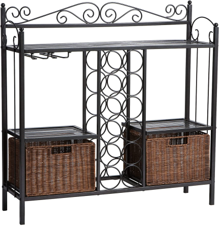 Enjoy fast, free nationwide shipping!  Owned by a husband and wife team of high-school music teachers, HawkinsWoodshop.com is your one stop shop for quality USA handmade industrial, modern, mid-century, and rustic furniture as well as imported furniture.  Get our SEI Furniture Celtic Wrought Iron Bakers Rack Wine Storage, Gunmetal Gray on sale now!