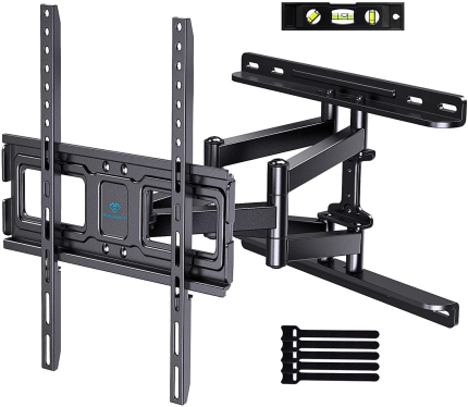 PERLESMITH TV Wall Mount Full Motion for 32-55 Inch Flat Curved Screen Tvs, TV Mount with Swivels Tilts Extension Dual Articulating Bracket Arms Supports TV up to 99 Lbs Max VESA 400X400,Psmfk9