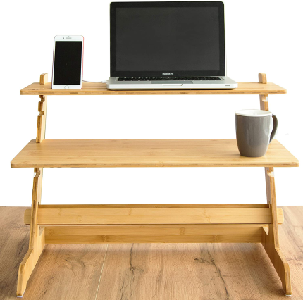 Enjoy fast, free nationwide shipping!  Owned by a husband and wife team of high-school music teachers, HawkinsWoodshop.com is your one stop shop for quality USA handmade industrial, modern, mid-century, and rustic furniture as well as imported furniture.  Get our Crew & Axel Standing Desk Converter 100% Natural Bamboo Adjustable Sit Stand Riser Workstation for Desktop or Laptop, Dual Monitor Stand - Home or Office Use (19” High 26” Wide) - Includes Phone Stand on sale now!