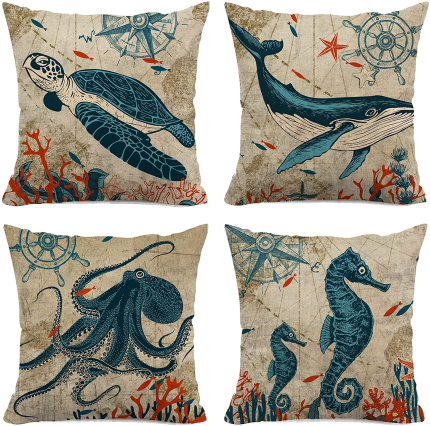 Enjoy fast, free nationwide shipping!  Owned by a husband and wife team of high-school music teachers, HawkinsWoodshop.com is your one stop shop for quality USA handmade industrial, modern, mid-century, and rustic furniture as well as imported furniture.  Get our Pinata Summer Beach Pillow Cover 20X20 Set 4 Ocean Nautical Coastal Sea Turtle Octopus Outdoor Decorative Pillowcase for Patio Furniture Sofa Couch Vintage Rustic Coral Seahorse Whale Teal Home Decor on sale now!