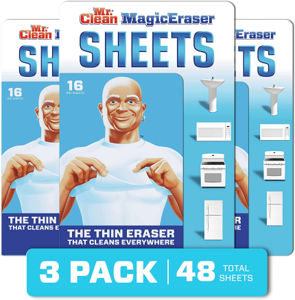 Mr. Clean Magic Eraser Sheets, Shoe, Bathroom, and Shower Cleaner, 48 Cleaning Wipes Total