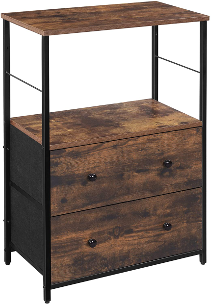 Enjoy fast, free nationwide shipping!  Owned by a husband and wife team of high-school music teachers, HawkinsWoodshop.com is your one stop shop for quality USA handmade industrial, modern, mid-century, and rustic furniture as well as imported furniture.  Get our Industrial Farmhouse Black & Rustic Brown Nightstand, Rustic Side Table, Dresser Tower w/ 2 Fabric Drawers, Storage Shelves on sale now!