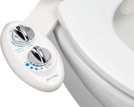LUXE Bidet Neo 120 - Self Cleaning Nozzle - Fresh Water Non-Electric Mechanical Bidet Toilet Attachment (White and White)