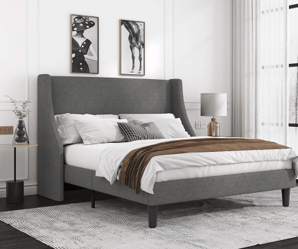 Enjoy fast, free nationwide shipping!  Owned by a husband and wife team of high-school music teachers, HawkinsWoodshop.com is your one stop shop for quality USA handmade industrial, modern, mid-century, and rustic furniture as well as imported furniture.  Get our Modern Platform Bed Frame w/ Deluxe Wingback Upholstered Assorted Colors & Sizes on sale now!