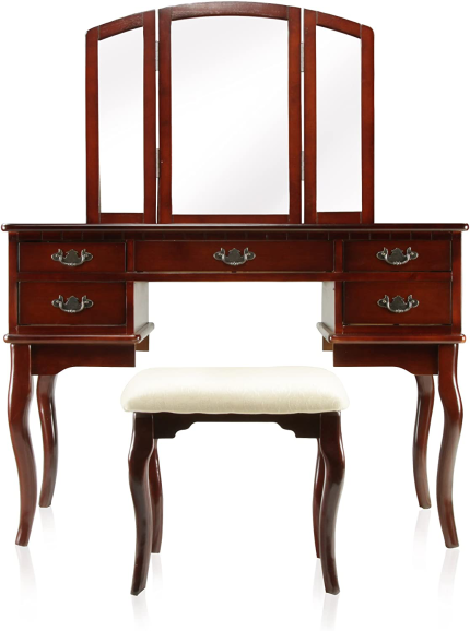 Enjoy fast, free nationwide shipping!  Owned by a husband and wife team of high-school music teachers, HawkinsWoodshop.com is your one stop shop for quality USA handmade industrial, modern, mid-century, and rustic furniture as well as imported furniture.  Get our Furniture of America Matilda Stool Set Vanity, Cherry on sale now!