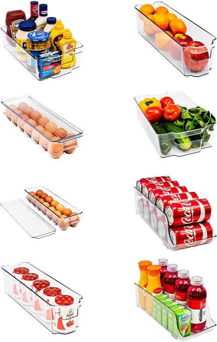 Sorbus Fridge Bins and Freezer Bins Refrigerator Organizer Stackable Food Storage Containers Bpa-Free Drawer Organizers for Refrigerator Freezer and Pantry