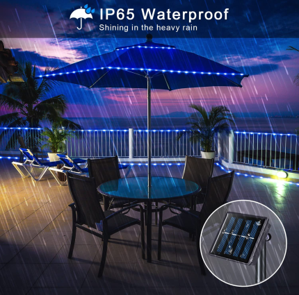 Solar Rope Lights, 2 Pack 100 LED Solar Rope Lights Outdoor Waterproof, 8 Modes Solar Trampoline Lights for Pool Fence Garden (Blue)