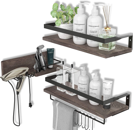 Enjoy fast, free nationwide shipping!  Owned by a husband and wife team of high-school music teachers, HawkinsWoodshop.com is your one stop shop for quality USA handmade industrial, modern, mid-century, and rustic furniture as well as imported furniture.  Get our LYNNC 3 in 1 Rustic Floating Shelves, Decorative Storage Shelves with Towel Bar, Wall Mounted Shelves Holder for Bathroom, Kitchen & Bedroom - Set of 3 Shelves on sale now!