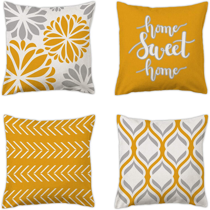 Enjoy fast, free nationwide shipping!  Owned by a husband and wife team of high-school music teachers, HawkinsWoodshop.com is your one stop shop for quality USA handmade industrial, modern, mid-century, and rustic furniture as well as imported furniture.  Get our Pinata Yellow Pillow Covers 18 X 18 Inch Set of 4, Modern Sofa Couch Decorative Yellow and Gray Throw Pillow Cover, Linen Geometric Outdoor Pillow Case for Patio Furniture, Boho Yellow Home Decor Cute on sale now!