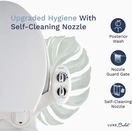 LUXE Bidet Neo 120 - Self Cleaning Nozzle - Fresh Water Non-Electric Mechanical Bidet Toilet Attachment (White and White)