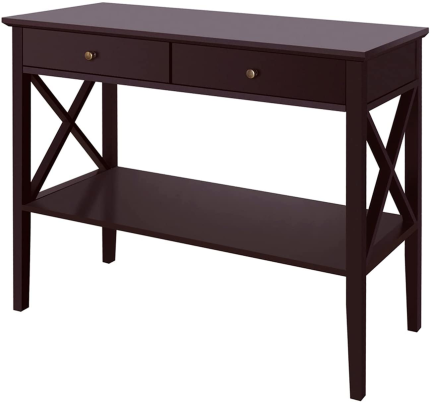 Enjoy fast, free nationwide shipping!  Owned by a husband and wife team of high-school music teachers, HawkinsWoodshop.com is your one stop shop for quality USA handmade industrial, modern, mid-century, and rustic furniture as well as imported furniture.  Get our Choochoo Oxford Console Table with 2 Drawers, Sofa Table Narrow for Entryway, Espresso on sale now!