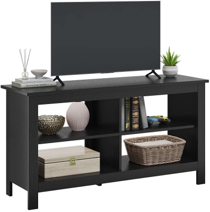 Panana Modern TV Stand Console, Entertainment Center TV Cabinet with Open Storage for Living Room (43.3 Inch, Black)