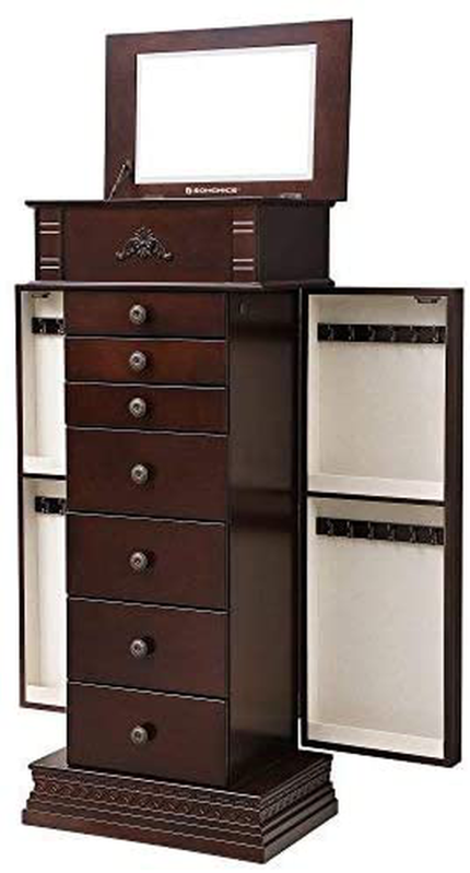 Enjoy fast, free nationwide shipping!  Owned by a husband and wife team of high-school music teachers, HawkinsWoodshop.com is your one stop shop for quality USA handmade industrial, modern, mid-century, and rustic furniture as well as imported furniture.  Get our Large Jewelry Armoire Cabinet Standing Storage Chest Neckalce Organizer Dark Walnut UJJC14K on sale now!