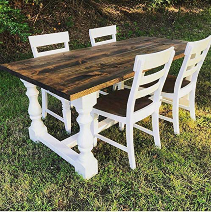 Enjoy fast, free nationwide shipping!  Owned by a husband and wife team of high-school music teachers, HawkinsWoodshop.com is your one stop shop for quality USA handmade industrial, modern, mid-century, and rustic furniture as well as imported furniture.  Get our CAROLINA LEG CO. Monastery Farmhouse Dining Table Legs - Unfinished - DIY Furniture - Turned Legs - Set of 4 - Dimensions: 5" X 29" on sale now!