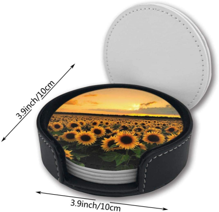 Sunflower Drink Coasters Protect Furniture from Water Marks Scratch and Damage,Suitable for All Kinds of Cups,Set of 6