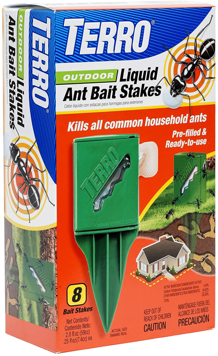 TERRO T1812 Outdoor Liquid Ant Killer Bait Stakes - 8 Traps