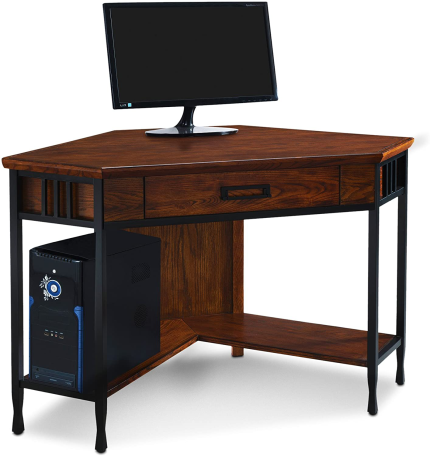 Enjoy fast, free nationwide shipping!  Owned by a husband and wife team of high-school music teachers, HawkinsWoodshop.com is your one stop shop for quality USA handmade industrial, modern, mid-century, and rustic furniture as well as imported furniture.  Get our Leick Furniture 11230 Corner Computer Desk with Dropfront Keyboard Drawer, FURNITURE, Burnished Medium Oak/Matte Black on sale now!