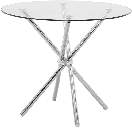 STYLIFING Dining Table Modern Kitchen and Dining Table with round Glass Top and Stainless Steel Base