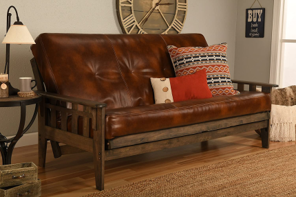 Enjoy fast, free nationwide shipping!  Owned by a husband and wife team of high-school music teachers, HawkinsWoodshop.com is your one stop shop for quality USA handmade industrial, modern, mid-century, and rustic furniture as well as imported furniture.  Get our Kodiak Furniture Tucson Full Futon Set in Rustic Walnut Finish, Oregon Trail Saddle on sale now!