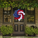 Patriotic Wreath for Front Door,Fourth of Julys Day Decor,Inflatable Bald Eag-Le Patriotic American Independence Day Outdoor Party (Door Flower)