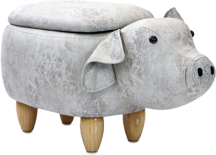 Enjoy fast, free nationwide shipping!  Owned by a husband and wife team of high-school music teachers, HawkinsWoodshop.com is your one stop shop for quality USA handmade industrial, modern, mid-century, and rustic furniture as well as imported furniture.  Get our Critter Sitters 15-In. Seat Height Light Gray Pig Animal Shape Storage Ottoman - Furniture for Nursery, Bedroom, Playroom, and Living Room Decor on sale now!