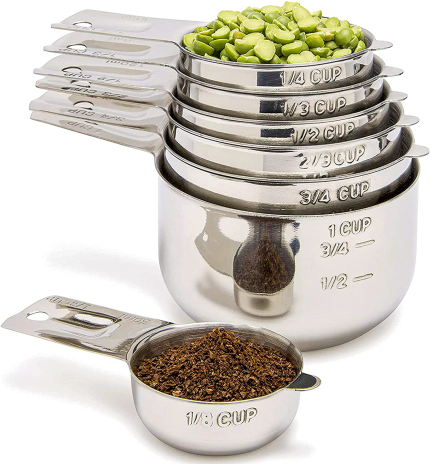 Simply Gourmet Stainless Steel Measuring Cups - Measuring Cup Set for Cooking & Baking, Set of 7.