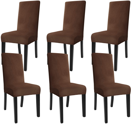Enjoy fast, free nationwide shipping!  Owned by a husband and wife team of high-school music teachers, HawkinsWoodshop.com is your one stop shop for quality USA handmade industrial, modern, mid-century, and rustic furniture as well as imported furniture.  Get our JIVINER Velvet Dining Chair Slipcover High Stretch Chair Covers for Dining Room Set of 6 Parsons Chair Furniture Protector for Hotel, Party, Restaurant (6, Dark Coffee) on sale now!