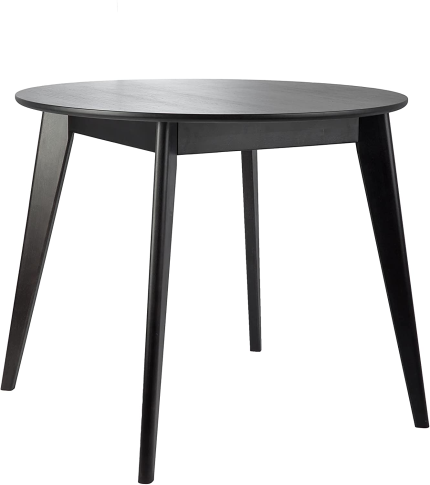 Scandinavian Contemporary New Classic Furniture Mid Century Modern Orion 35 round Dining Table, Black Finish 35 Inch Table Dinning Room Table - Circle Table Birch Solid Wood Black Dining Table