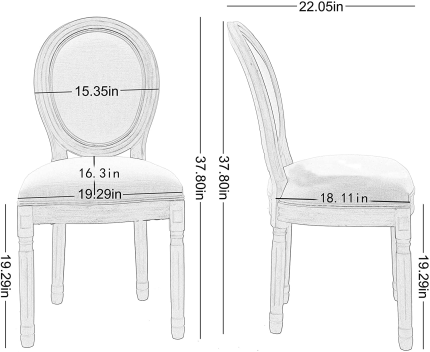 Homsof Upholstered French Dining Chair with Rubber Legs Set of 2, Beige Fabric 1
