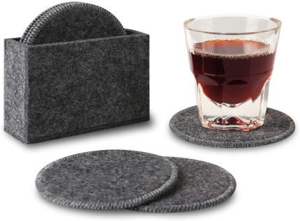 Enjoy fast, free nationwide shipping!  Owned by a husband and wife team of high-school music teachers, HawkinsWoodshop.com is your one stop shop for quality USA handmade industrial, modern, mid-century, and rustic furniture as well as imported furniture.  Get our Qyoubi Drink Coasters Set of 6 with Holder - Dark Gray round Water Absorption Felt Mat, Prevent Furniture from Dirty and Scratched, Suitable for Kinds of Mugs and Cups, 3.94 Inches Diameter on sale now!