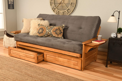 Enjoy fast, free nationwide shipping!  Owned by a husband and wife team of high-school music teachers, HawkinsWoodshop.com is your one stop shop for quality USA handmade industrial, modern, mid-century, and rustic furniture as well as imported furniture.  Get our Kodiak Furniture Phoenix Futon with Storage Drawers, Suede Gray on sale now!