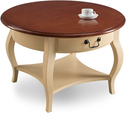 Enjoy fast, free nationwide shipping!  Owned by a husband and wife team of high-school music teachers, HawkinsWoodshop.com is your one stop shop for quality USA handmade industrial, modern, mid-century, and rustic furniture as well as imported furniture.  Get our Leick Furniture 10034-IV One Drawer round Coffee Table, Ivory on sale now!