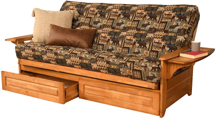 Enjoy fast, free nationwide shipping!  Owned by a husband and wife team of high-school music teachers, HawkinsWoodshop.com is your one stop shop for quality USA handmade industrial, modern, mid-century, and rustic furniture as well as imported furniture.  Get our Kodiak Furniture Phoenix Full Size Futon in Butternut Finish with Storage Drawers, Peter'S Cabin on sale now!