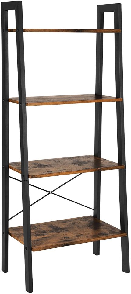 Enjoy fast, free nationwide shipping!  Owned by a husband and wife team of high-school music teachers, HawkinsWoodshop.com is your one stop shop for quality USA handmade industrial, modern, mid-century, and rustic furniture as well as imported furniture.  Get our Industrial Rustic Brown & Black 4-Tier Ladder Bookshelf on sale now!