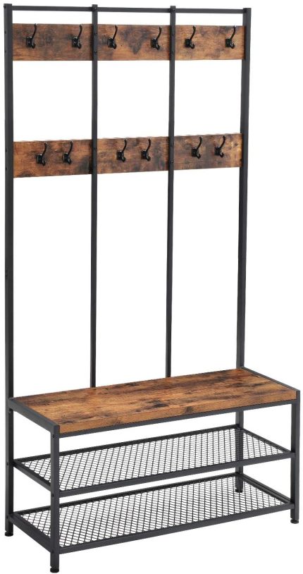 Enjoy fast, free nationwide shipping!  Owned by a husband and wife team of high-school music teachers, HawkinsWoodshop.com is your one stop shop for quality USA handmade industrial, modern, mid-century, and rustic furniture as well as imported furniture.  Get our Industrial Farmhouse Large 12 Hook Coat Rack Hall Tree Shoe Bench on sale now!