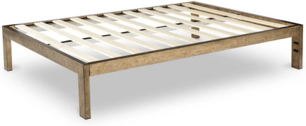 The Frame - Gold Brushed Steel Frame, 14 Inch Height Platform Metal Bed Frame / Mattress Foundation, no Boxspring Needed, Wooden Slat Support, King Size