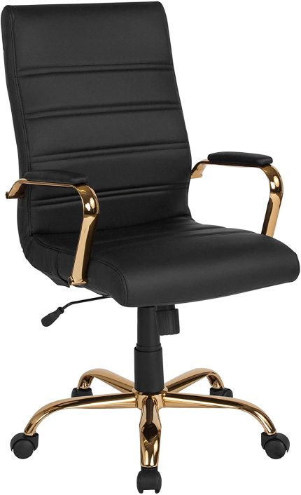 Enjoy fast, free nationwide shipping!  Owned by a husband and wife team of high-school music teachers, HawkinsWoodshop.com is your one stop shop for quality USA handmade industrial, modern, mid-century, and rustic furniture as well as imported furniture.  Get our Black Leathersoft/Gold Frame Office Chair on sale now!