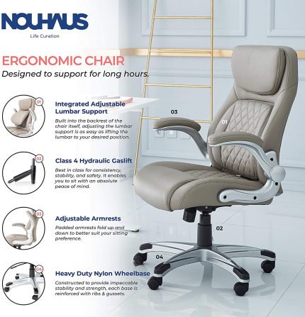Enjoy fast, free nationwide shipping!  Owned by a husband and wife team of high-school music teachers, HawkinsWoodshop.com is your one stop shop for quality USA handmade industrial, modern, mid-century, and rustic furniture as well as imported furniture.  Get our Posture Ergonomic Bonded Leather Office Chair Lumbar Taupe Office Chair w/ FlipAdjust Armrests on sale now!