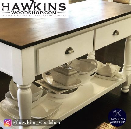 Enjoy fast, free nationwide shipping!  Owned by a husband and wife team of high-school music teachers, HawkinsWoodshop.com is your one stop shop for quality USA handmade industrial, modern, mid-century, and rustic furniture as well as imported furniture.  Get our Kitchen Island USA Hand Crafted Hardwood Built-to-Order Country Farmhouse on sale now!